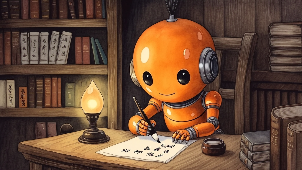 小橘在书房里写信